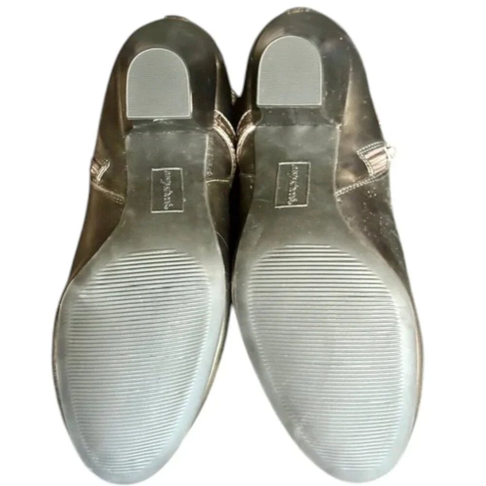 Easy Street Metallic Vegan Ankle Zip Booties - 9M - Taupe